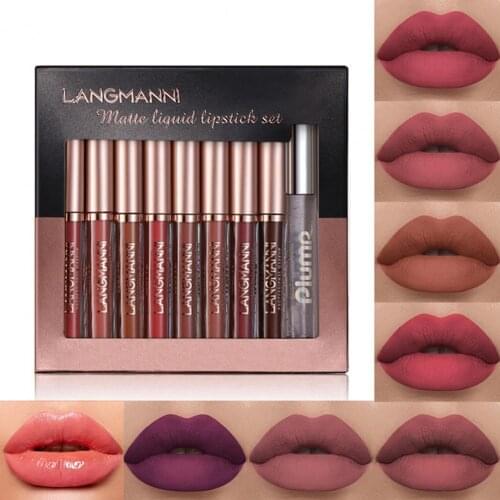 9Pcs/Set Lip Gloss Sexy Women Lipstick Waterproof Long Lasting Moist Lip Gloss Vivid Colorful Lipgloss Women Makeup maquiagem