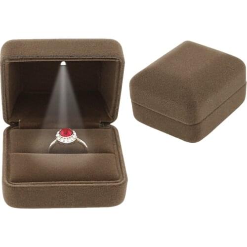 Velvet Golden LED lights Ring Box Necklace Pendant Earrings Jewelry Packaging Case Special Occasion Jewelry Gift Box