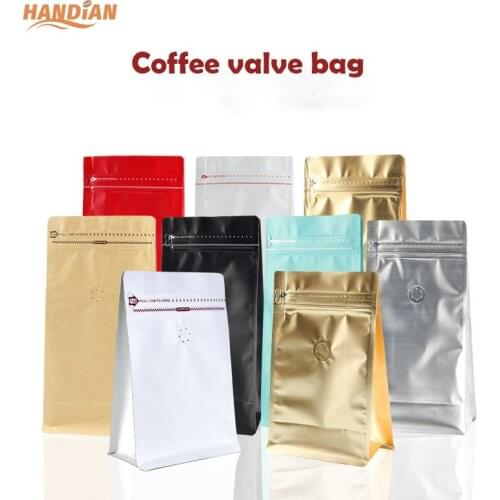 Free shipping sealed coffee bean packing bag kraft paper aluminum foil bag one way exhaust valve sealing bag food packaging