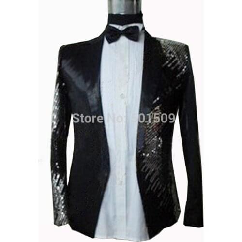 Free ship mens black/red/blue sequins glitter embroidery tuxedo suit/stage performance/only jacket