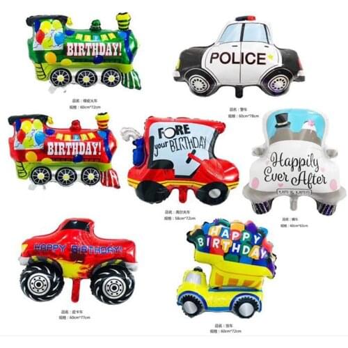 1pcs Big Toy Car Foil Ballon Kids Baby Shower Boy Tank Ambulance Bus Fire Truck Birthday Party Decoration Train Cars Balloons