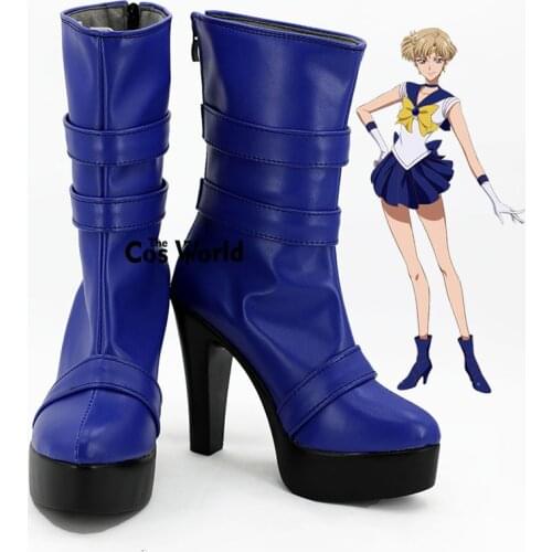 Moon Tenoh Haruka Anime Customize Cosplay High Heels Shoes Boots