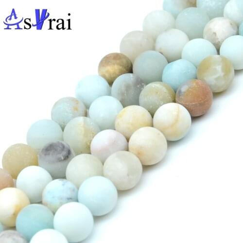 4 6 8 10 12mm Natural Matte Amazonite Stone Beads For Jewelry Making Round Loose Spacer Beads DIY Bracelet Necklace Accessories