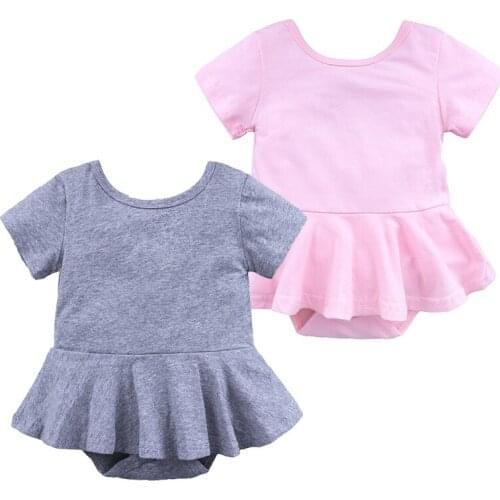 Childrens clothing baby girl solid color short-sleeved one-piece romper summer infant romper
