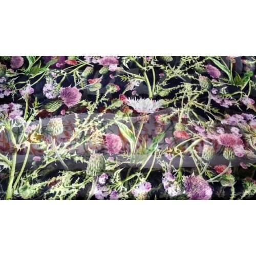 Designer New 100% Mulberry Silk Chiffon Fabric Violet Dandelion Flowers Prints Shirt Clothes Dresses Scarf Japan Tissus Tela