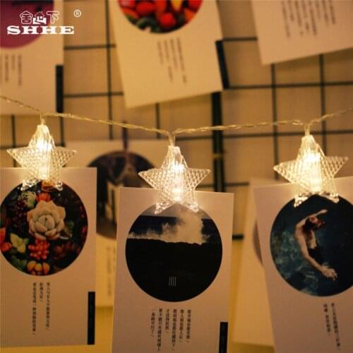 Battery Operated String Lights 2.5M 20 LED Star Photo Clip Fairy Lights for Garden Christmas Wedding Party Holiday Decoration