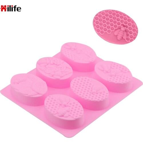 HILIFE 3D Insect Soap Mould Soap Molds Tray DIY Handmade Craft 6 Forms Oval Bee Soap Mold Silicone Handicrafts DIY Tools