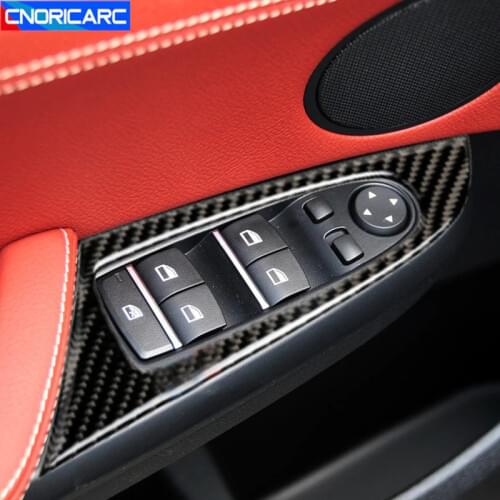 Carbon Fiber Door Window Glass Switch Buttons Frame Cover Decoration Trim For BMW X3 F25 X4 F26