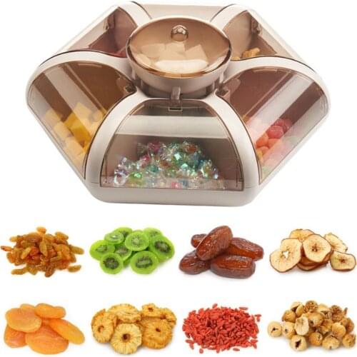 Candy Box with 6-cell Bullet Lid Creative Flower Petal Dried Fruit Plate Nuts Snack Tray Food Gift storage Box For Party Wedding