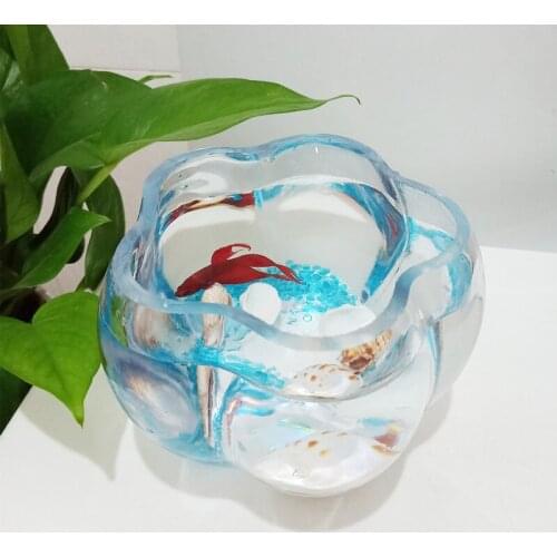 Creative Transparent Fish Tank Glass Table Goldfish Landscape Fish Tank Live Office Ecosystem Peceras Fish Accessories EI50YG