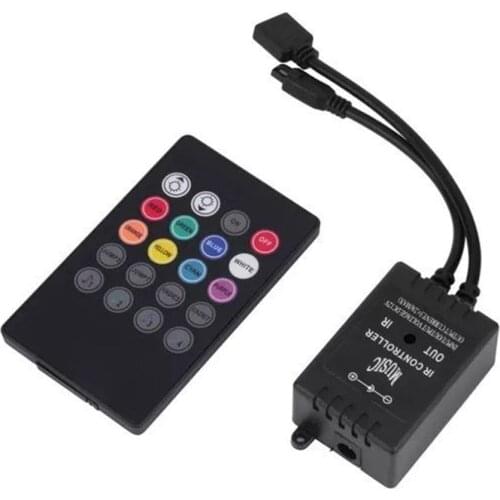 LED RGB Music Controller DC12-24V 20 Key Sound Sensor IR Remote Controller For 505 3528 RGB LED Strip