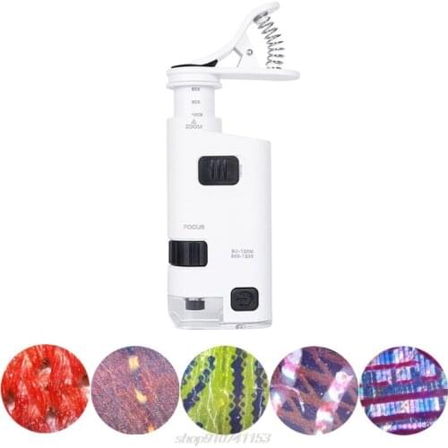 80-120X Microscope With Phone Clip LED Lamp Magnifier Loup Textile Microscopes A13 21 Dropshipping