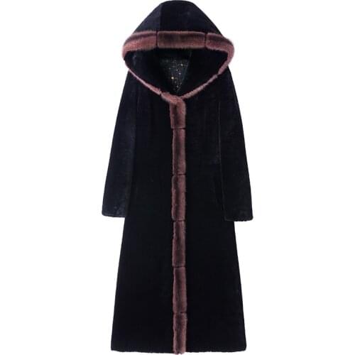 Fashion High Quality Fur Coat Luxury Mink Fur Collar Hooded Womens Jacket 2020 Double-sided Womens Fur Coat Mujer Parkaszjt300