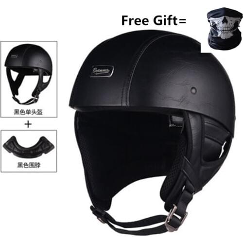 Motorcycle Helmet Half Face Retro Moto Helmet Vintage German Casco Casque Scooter Helmets Visor DOTwith removed neckerchief