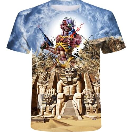 2021 New 3D heavy metal skull t-shirt Punk festival rock t shirt Men Printed Casual Tshirt O Neck Hip Hop Short Sleeve Plus-Size