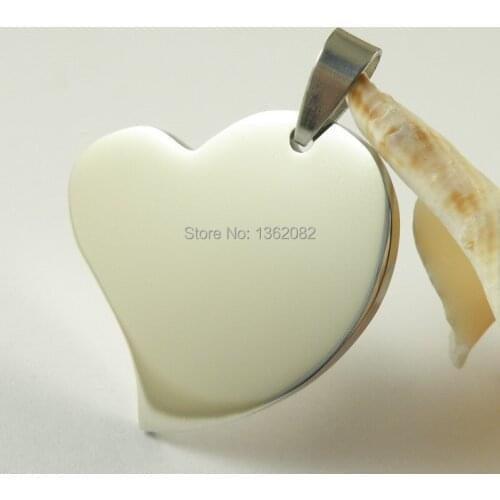 Men Womens Silver Tone 316L Stainless Steel Heart Pendants Dog Tag Chain Necklace Gift MN93