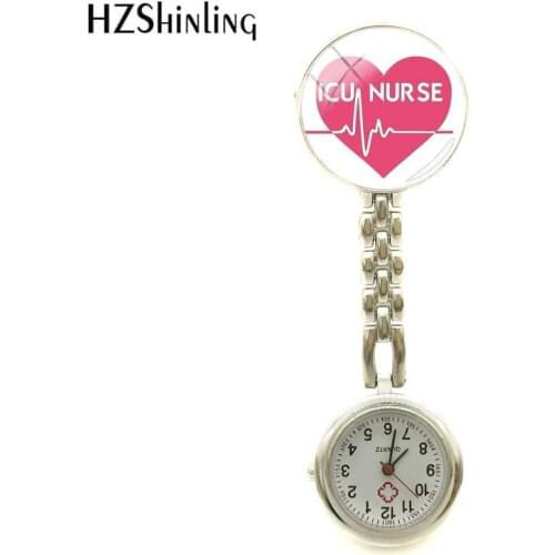 2018 New ICU Nurse Watch Symbol Nurses Watches Glass Dome Cabochon Handmade Jewelry Round Watch Clip-on
