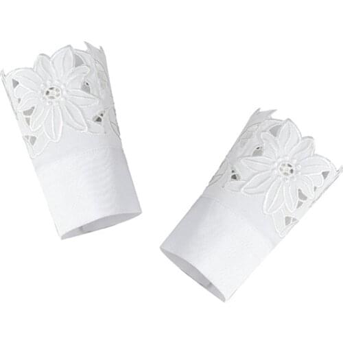 2021 New Women Sweet Embroidery Floral Lace Horn Cuffs Bracelet Detachable Fake Sleeves