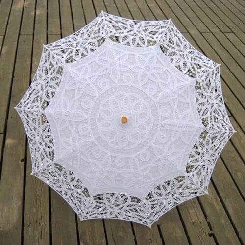 New Fashion Lace Sun Umbrella Parasol Embroidery Umbrella White Ivory Wedding Umbrella Ombrelle Dentelle Parapluie Mariage