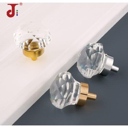 Single Hole Big Diamond Shape Crystal Handle Luxury Simple Style Handle for Furniture Knobs Drawer Wardrobe Pull Cupboard Handle