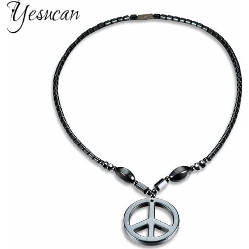 Yesucan Hippie Beaded Peace Sign Pendant Necklace Bohemian Tribal Cool Jewelry for Men Charm Women Beaded Bracelets Collier