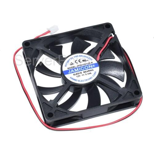 Genuine New JF0815S1UR-R DC 12V 0.34A 80x80x15mm Two Pins Cooling Fan