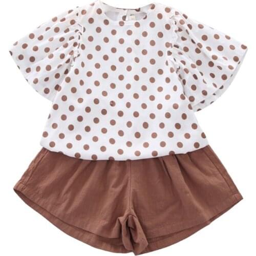 Casual Fashion Girls Clothes Suit 2-6T 2019 Summer Girls Clothing Sets Cotton T-shirt Shorts Two-piece Polka Dot Children Sets