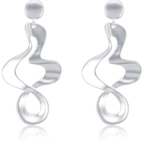 Simple Spiral Curved Earrings Design Wavy Curve Dangle Earrings Fashion Metal Statement Long Drop Earring for Women Jewelry