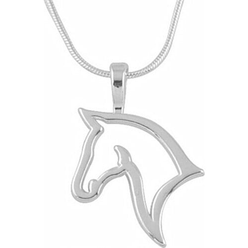 Drop Ship Fashion Trendy Metal Alloy Rhodium Tone Lucky Horse Head Charm Necklaces For Gift