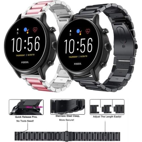 Watchband For Fossil Gen 5 Carlyle HR Julianna HR Metal Bracelet For Fossil Sport 43mm / Explorist HR Gen4 Stainless Steel Strap
