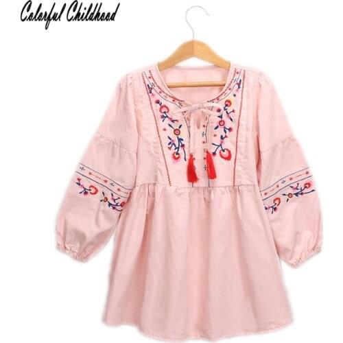 Toddler Kids Girls Christmas Dress long sleeve Flowers Embroidered tassels Summer Party Lacing Dresses For Girls Sweet Clothes