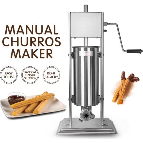 Manual 5L 7L Spanish Churros Maker Machine Jam Dispenser Stainless Steel Vertical Device for Fritters with 4 Batter Nozzle Molds