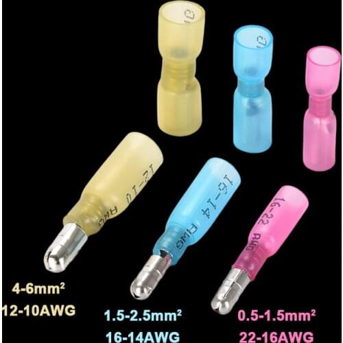 Female Male Splice Wire Terminal Bullet waterproof Heat Shrink Nylon Copper Butt Terminals Crimp Elelctrical Cable Connector