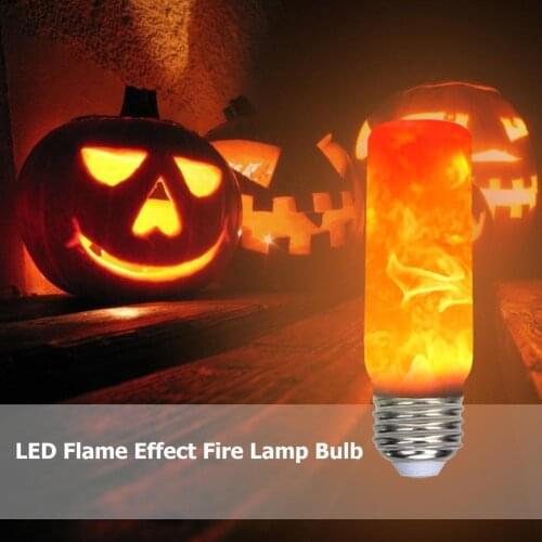 E27 E14 7W LED Flame Effect Fire Light Bulb Flickering Emulation Decor Lamp For Christmas Halloween