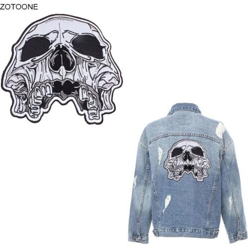 ZOTOONE Iron on Patches for Clothing Big Skull Patch DIY Sticker Heat Transfer Embroidery Applique Sew on Badge Thermal Press G