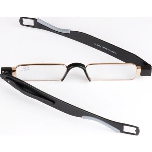 TR90 Folding Presbyopic Reading Glasses Convenient 360 Revolving Pen Hooks Diopter +150 +200 Glasses Women Men