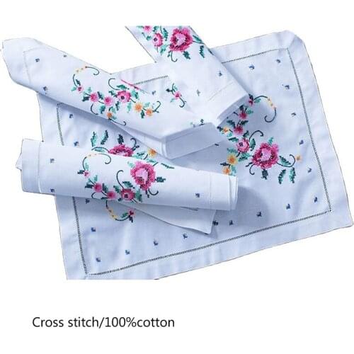 Vintage Cross stitch cotton table place mat pad cloth Christmas Placemat tea Doily Cup mug wedding Coaster kitchen Accessory