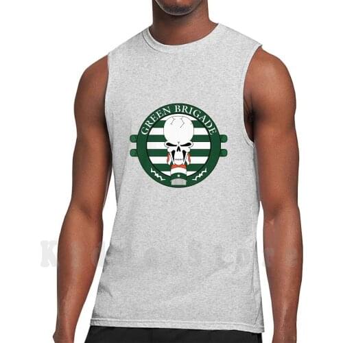 Green Brigade Tank Tops Vest Sleeveless Football Green Green Brigade Soccer Glasgow Ultras White Brigade Logo