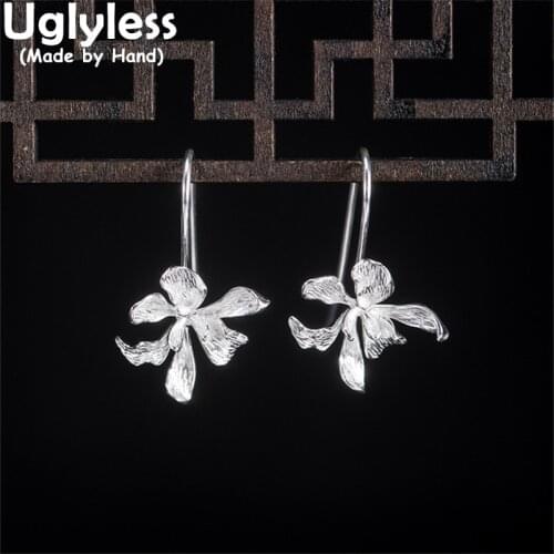 Uglyless Brilliant Blooming Flowers Earrings for Women Handmade Floral Jewelry Real 925 Sterling Silver Ear Hooks Ethnic Brincos