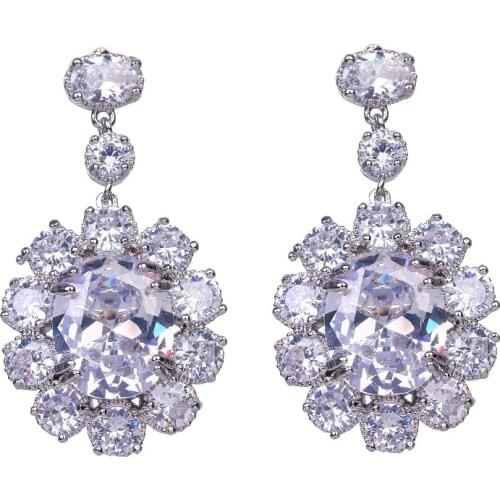 Bettyue Brand Fashion Charm AAA Round Cubic Zircon Three Colors Geometric Jewelry Earrings For Woman Elegance Wedding Party Gift