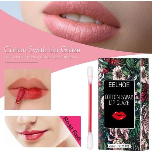 Womens Cotton Swab Lip Glaze Long Lasting Moisturizing Lipsticks for Office Dating Shopping Summer Parties with Friends