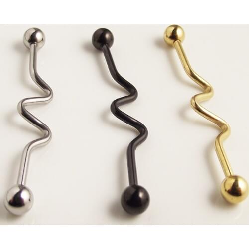 1 Piece 14Gx38mm 316L Surgical Stainless Steel Wave Industrial Barbell Ear Cartilage Piercing Jewelry For Women