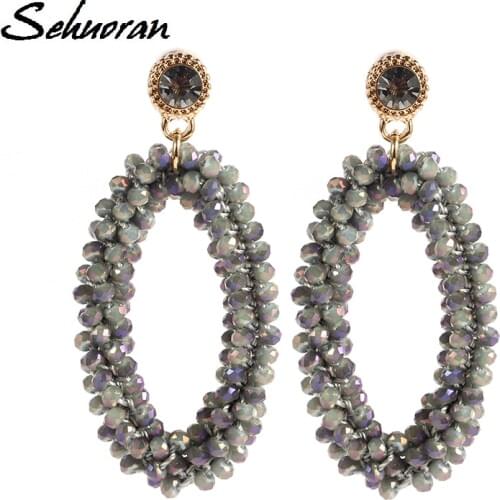 2017Fashion Bohemian crystal Long Earrings Unique Natural Traditional Crafts Knitting Large Earrings Womens Fine Jewelry Gifts