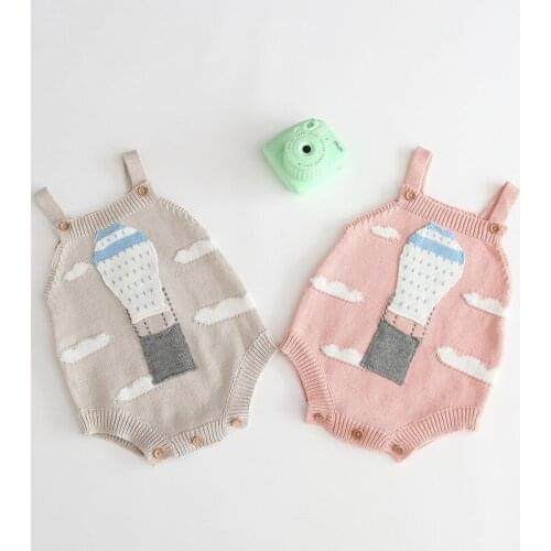 Spring 2020 New Female Baby Knitted Back Strap Romper Pure Cotton Hot Balloon Infant Boy Girl Clothes 0-24 Months Baby Clothing