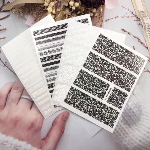 3D Nail Sticker Tulle Lace Design DIY Tips Nail Art Ornament Packaging Self-adhesive Transfer Decal Slider