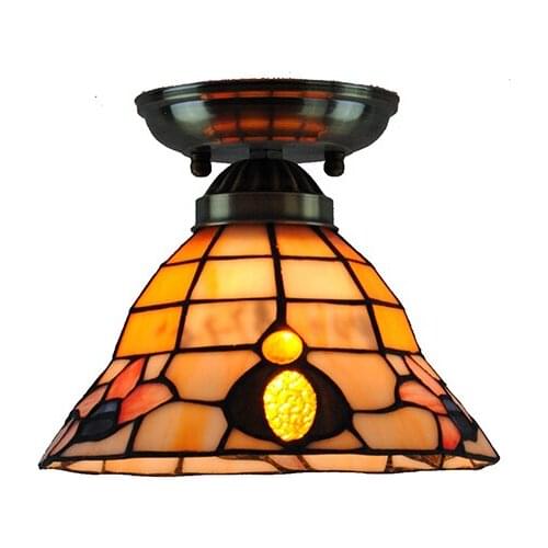7 Inch Classic Flower Pattern Ceiling Lamp E26/E27 Bulb Retro Tiffany Flush Mount Light Hallway Restaurant Bar Lighting CL277