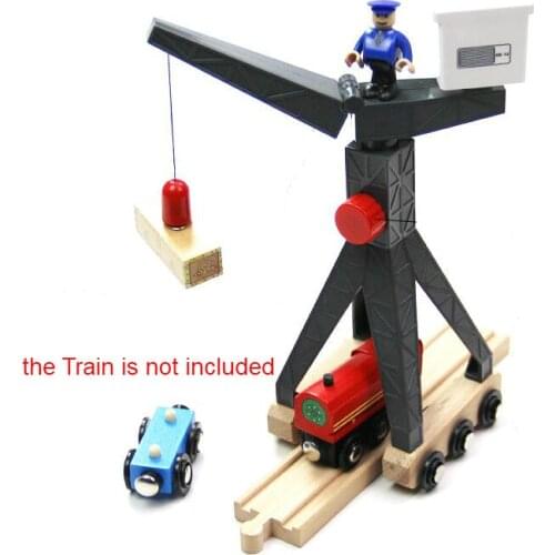 6 Wheels Move Tower Crane Wooden Train Track Railway Accessories Tender Compatibel All Wood Track Educational DIY Toys Kid Gift