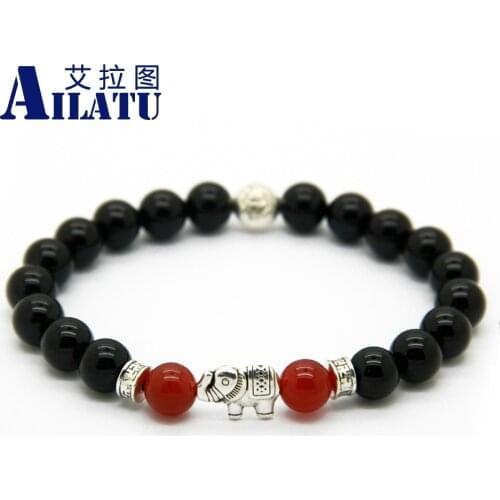 Ailatu Brand Jewelry Wholesale Good Luck Antique Silver Color Elephant Yoga Meditation Lotus Bracelet
