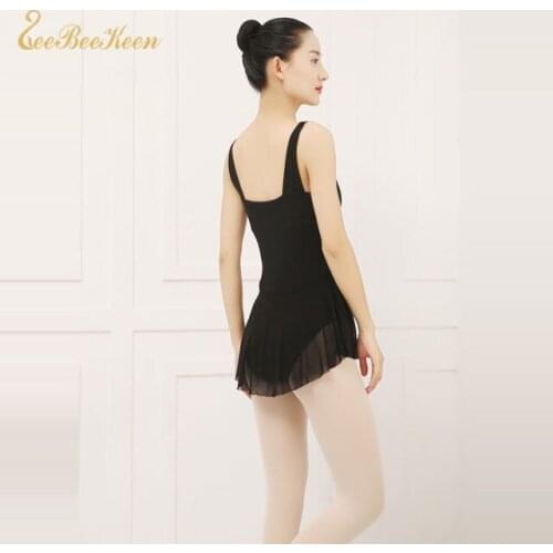 Adult Black Backless Ballet Dress One-piece Sling Ballet Dance Costume Chiffion Ballet Leotard and Skirt For Women