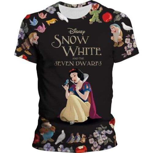 Disney Cartoon Snow White and the Seven Dwarfs T-shirt Summer Casual Oversized Men Ladies Top Short Sleeve Boy Girl Kids T-shirt